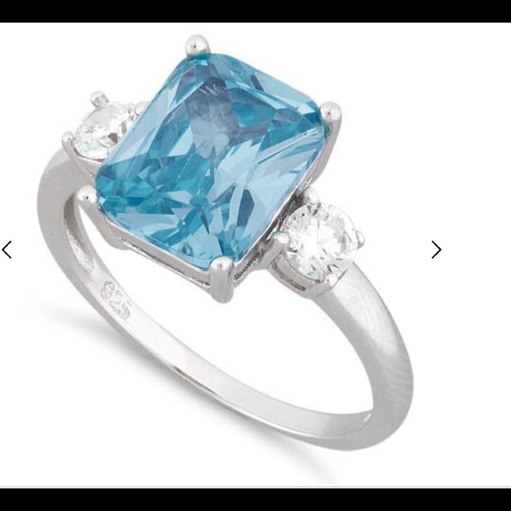 💥 S.Silver Aquamarine Crystal Ring - Picture 2 of 7